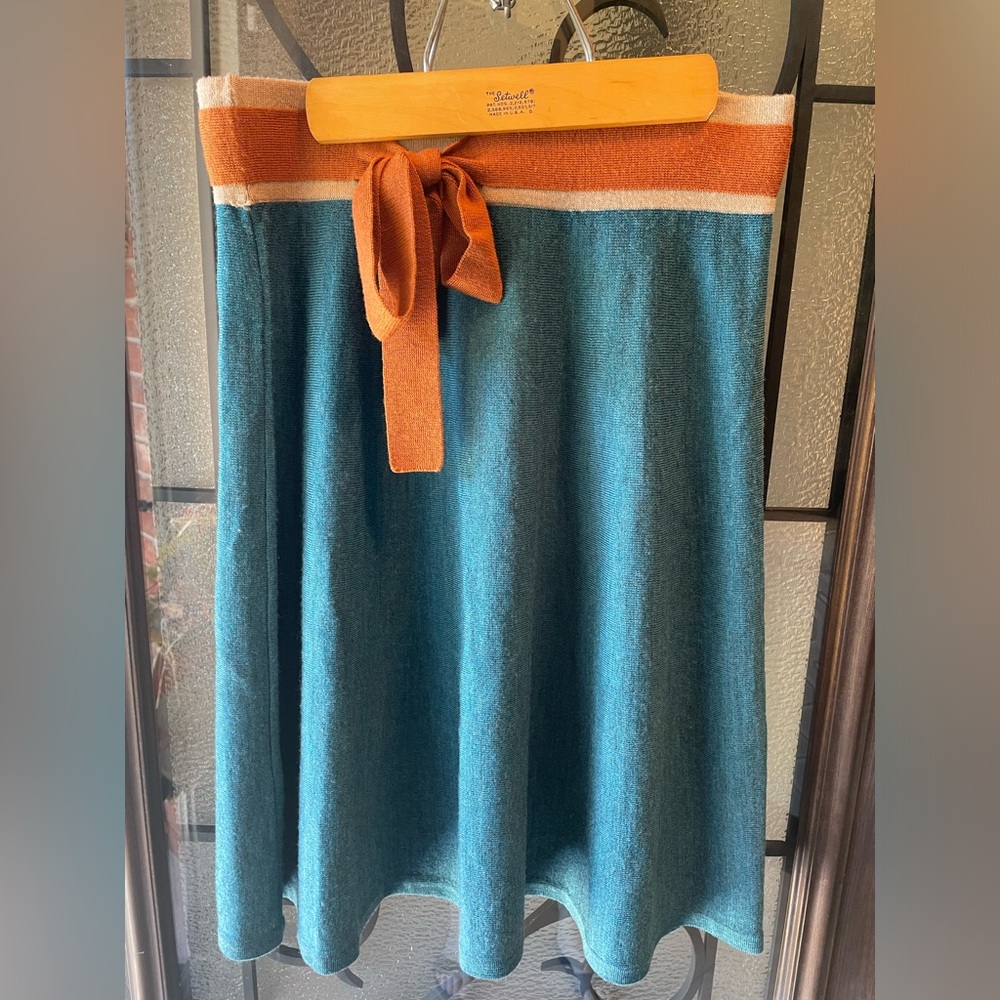 Anthropologie Girls From Savoy teal wool skirt. Size M